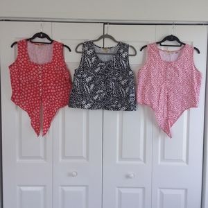 80s vintage lot of 3 red and black Victoria Harbor crop tops